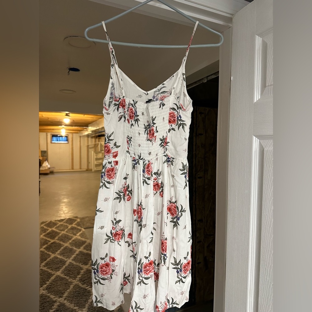 Floral White Dress with Red Roses